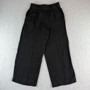 Madewell Black Capri Linen Blend Pants Slit Pockets Wide Leg Sz XXSP Lightweight